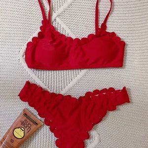 Red two piece bikini